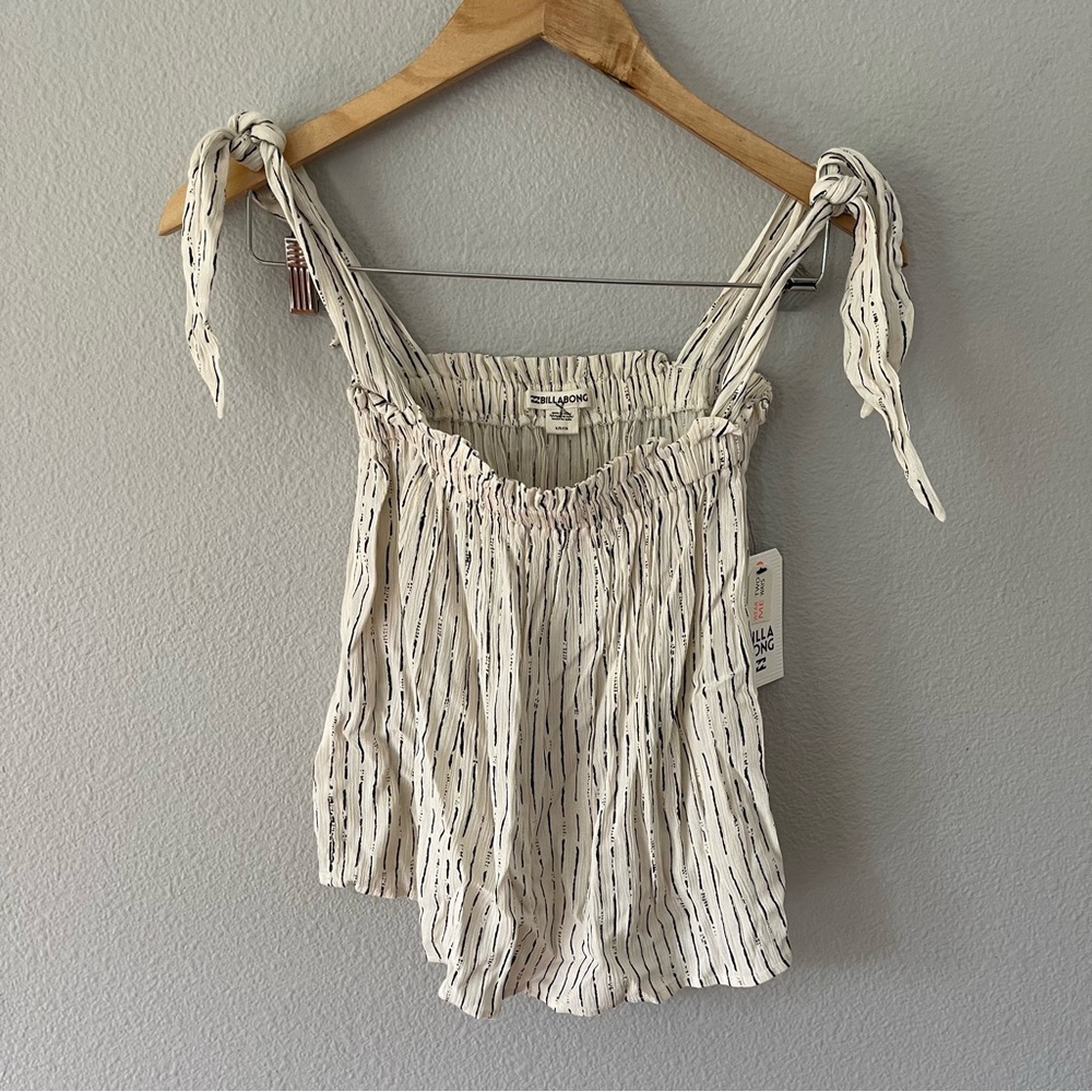 Billabong No Worries Convertible Top Crinkled Ivory/Black Wear Two Ways Size S